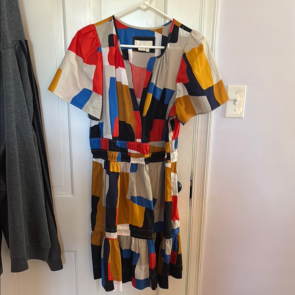 Anthropologie Multicolor Geometric Midi Dress